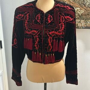 Scott Taylor Velvet Like Short Decorative Jacket with Tassel and Design Detail.S